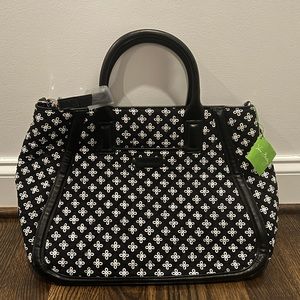 GORGEOUS! NWT!! ‘Vera Bradley’ Black & White Trapeze Tote in Mini Concerto!!
